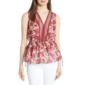 Kate Spade Broome Street Tank Women Small V-Neck Paisley Blossom Top Lightweight